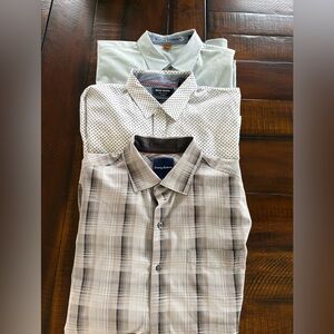 Tommy Bahama Beige Plaid Short-Sleeve Button-Down Shirt